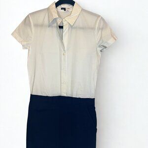 Theory Navy and Cream Suit Dress